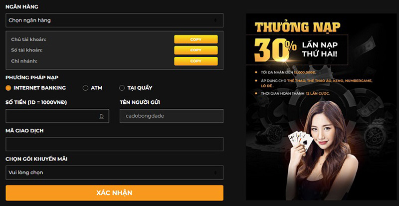 Hướng dẫn nạp tiền