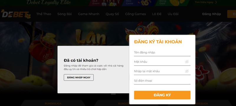 Hướng dẫn tạo tài khoản thành viên tại Debet